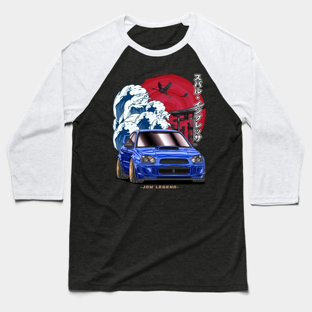 JDM Subie Impreza WRX Blobeye Back Print Baseball T-Shirt by Guyvit